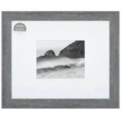 16x20 Matted To 8x10 Wide Flat Profile With White Mat Wall Frame, Grey