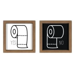 2-Piece Toilet Paper Yes & No Wall Art, 8"