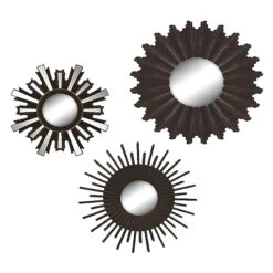 3-Piece Brown Wall Mirror Set