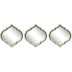 3-Piece Champagne Wall Mirror Set, 10"