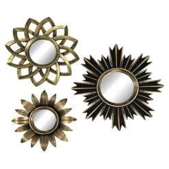3-Piece Gold Accent Wall Mirror Set