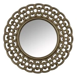 3-Piece Gold Chain Framed Round Wall Mirror Set, 15" -Home Decor Store 3 piece gold chain framed round wall mirror set 15 2