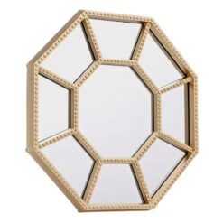 3-Piece Gold Octagon Mirror Set, 10" -Home Decor Store 3 piece gold octagon mirror set 10 2