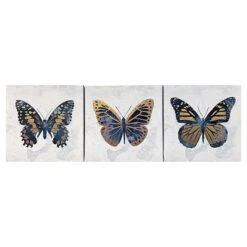 3-Piece Golden Butterfly Canvas Wall Art Set, 6"
