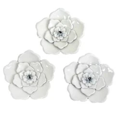 3-Piece Metal Flower Wall Decor, 8x8