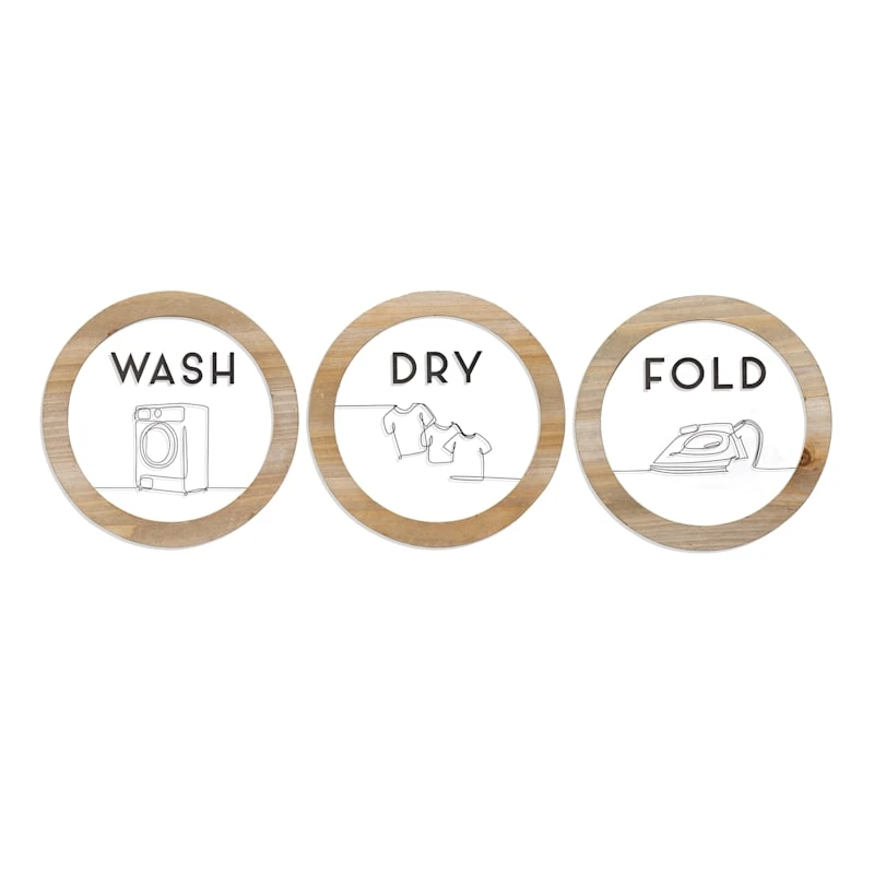 3-Piece Wash Dry Fold Wall Art, 8" 1 3-Piece Wash Dry Fold Wall Art, 8"