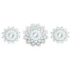 3-Piece White Floral Accent Wall Mirror Set, 14"
