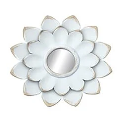 3-Piece White Floral Accent Wall Mirror Set, 14" -Home Decor Store 3 piece white floral accent wall mirror set 14 2