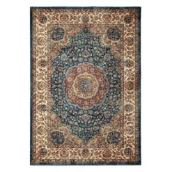 (A365) Mardi Gras Navy Blue Area Rug, 5x8