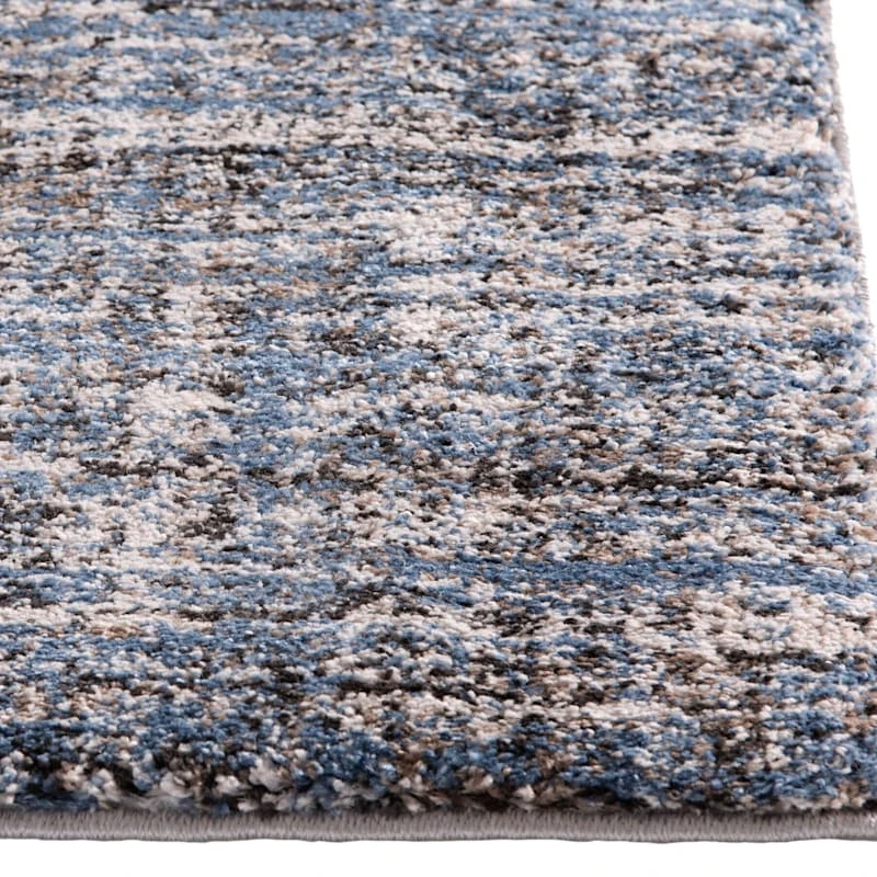 (A410) Hachure Blue Woven Area Rug, 5x7 3 (A410) Hachure Blue Woven Area Rug, 5x7 - Image 3