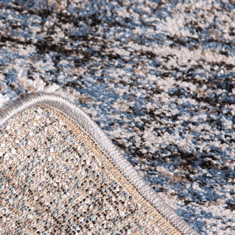 (A410) Hachure Blue Woven Area Rug, 5x7 6 (A410) Hachure Blue Woven Area Rug, 5x7 - Image 6