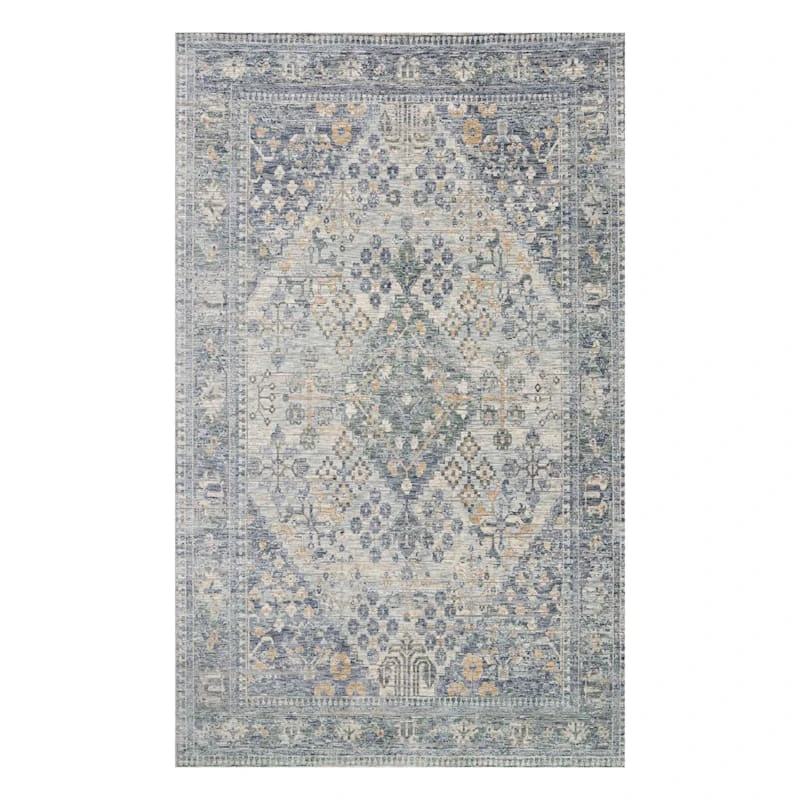 (A436) Honeybloom Penelope Grey Diamond Distressed Look Area Rug, 5x8 1 (A436) Honeybloom Penelope Grey Diamond Distressed Look Area Rug, 5x8