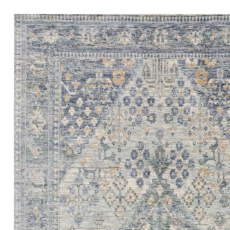(A436) Honeybloom Penelope Grey Diamond Distressed Look Area Rug, 5x8 2 (A436) Honeybloom Penelope Grey Diamond Distressed Look Area Rug, 5x8 - Image 2
