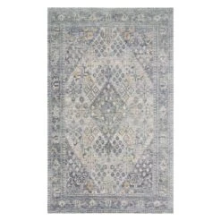 (A436) Honeybloom Penelope Grey Diamond Distressed Look Area Rug, 8x10