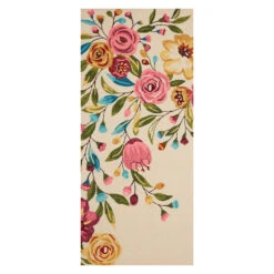 (A467) Summerton Pink Floral Hooked Runner, 2x5