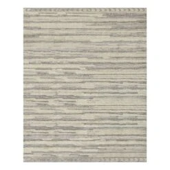 (A500) Found & Fable Fallows Ivory & Grey High Low Tufted Area Rug, 8x10
