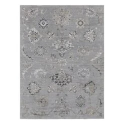 (A504) Found & Fable Fairfield Grey Floral Woven Area Rug, 5x7