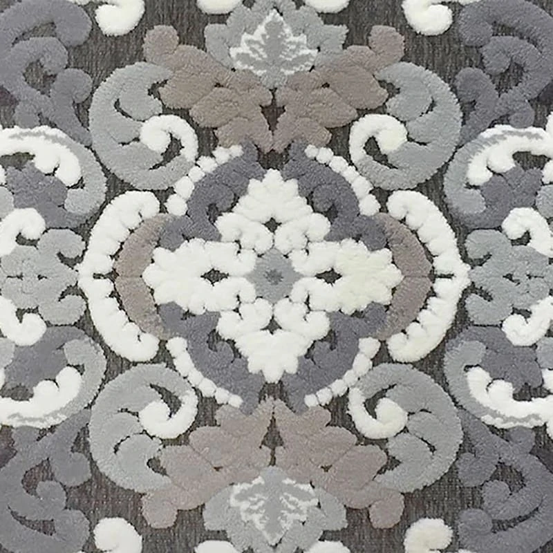 Arrington Grey & White Medallion High-Low Accent Rug, 2x4 2 Arrington Grey & White Medallion High-Low Accent Rug, 2x4 - Image 2