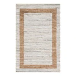 (B312) Henning Hand Woven Cotton & Jute Ivory Chindi Area Rug, 5x7
