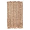 (B485) Honeybloom Jute Boucle Fringe Area Rug, 5x7