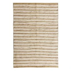 (B596) Honeybloom Jute Ivory Cotton Striped Area Rug, 7x9