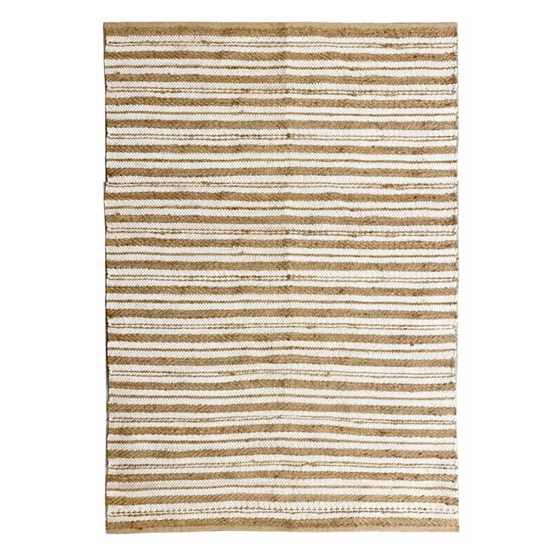 (B596) Honeybloom Jute Ivory Cotton Striped Area Rug, 7x9 1 (B596) Honeybloom Jute Ivory Cotton Striped Area Rug, 7x9