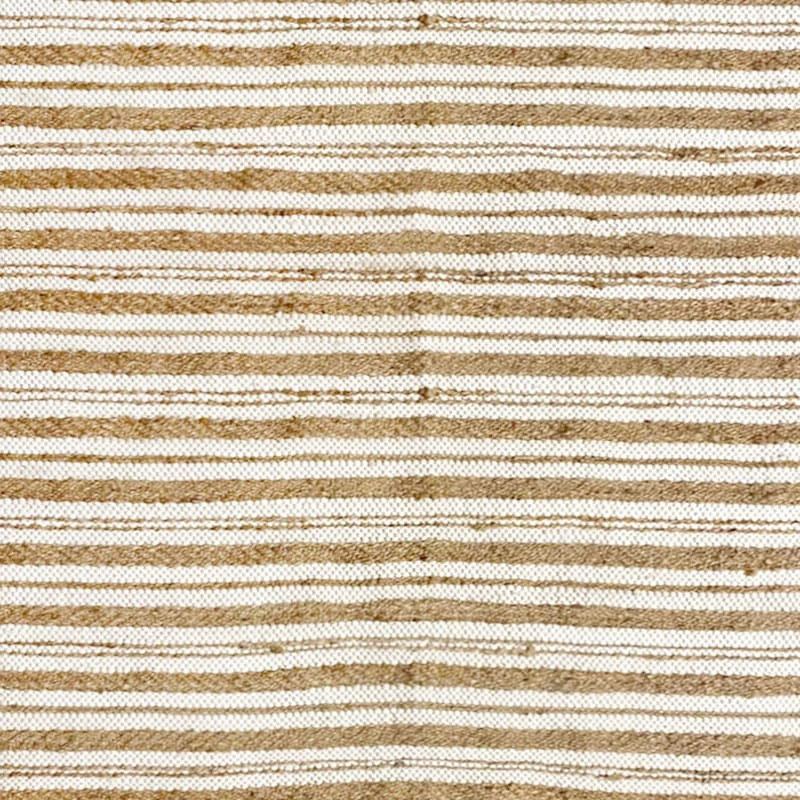 (B596) Honeybloom Jute Ivory Cotton Striped Area Rug, 7x9 2 (B596) Honeybloom Jute Ivory Cotton Striped Area Rug, 7x9 - Image 2
