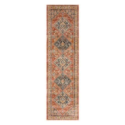 (B619) Dayton Red & Rust Diamond Design Runner, 2x7