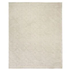 (B689) Crosby St Sanremo Ivory Diamond Design Area Rug, 5x7