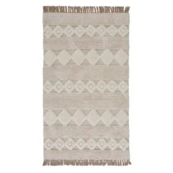 (B690) St. Marco Ivory Flatweave Diamond Design Runner, 2x7