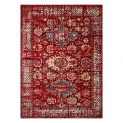 (B708) Emery Red Medallion Area Rug, 8x10