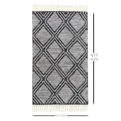 (B709) Found & Fable Goa Black Diamond Design Accent Rug, 3x5 -Home Decor Store b709 found fable goa black diamond design accent rug 3x5 4