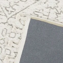 (B719) Elsa Cream Flatweave Fringe Area Rug, 5x7 -Home Decor Store b719 elsa cream flatweave fringe area rug 5x7 5