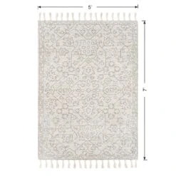 (B719) Elsa Cream Flatweave Fringe Area Rug, 5x7 -Home Decor Store b719 elsa cream flatweave fringe area rug 5x7 6