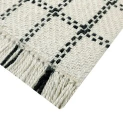 (B725) Black & White Plaid Area Rug, 5x7 -Home Decor Store b725 black white plaid area rug 5x7 4