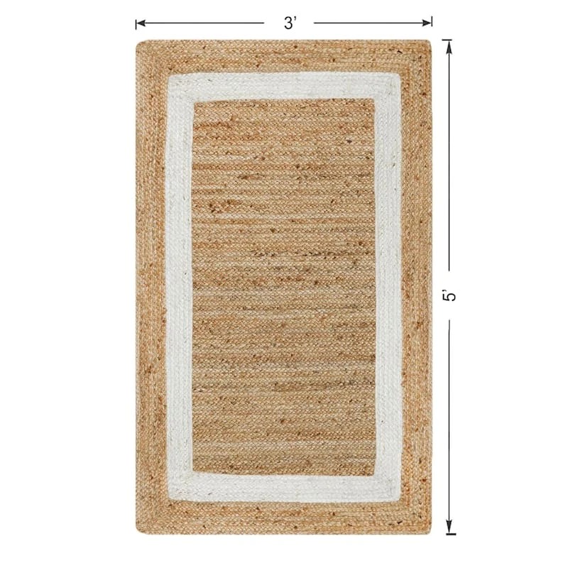 (B728) Kinsey Natural Border Accent Rug, 3x5 5 (B728) Kinsey Natural Border Accent Rug, 3x5 - Image 5
