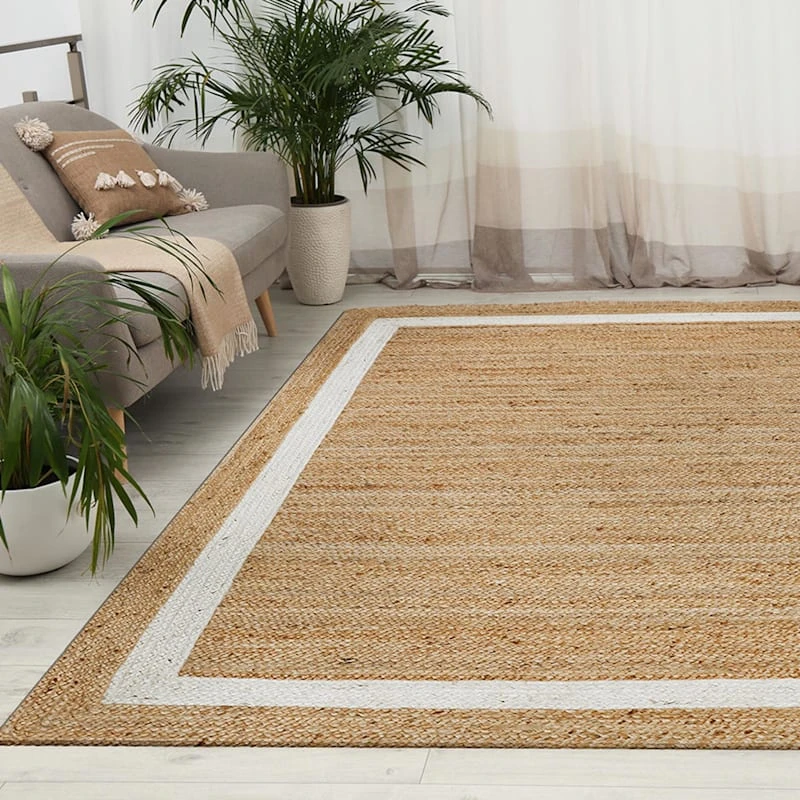(B728) Kinsey Natural Border Accent Rug, 3x5 6 (B728) Kinsey Natural Border Accent Rug, 3x5 - Image 6