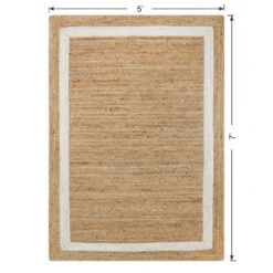 (B728) Kinsey Natural Border Area Rug, 5x7 10 (B728) Kinsey Natural Border Area Rug, 5x7 -Home Decor Store b728 kinsey natural border area rug 5x7 5