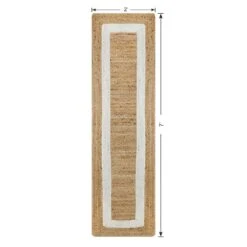(B728) Kinsey Natural Border Runner, 2x7 -Home Decor Store b728 kinsey natural border runner 2x7 5