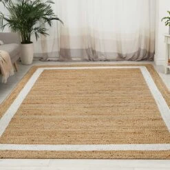 (B728) Kinsey Natural Border Runner, 2x7 -Home Decor Store b728 kinsey natural border runner 2x7 6