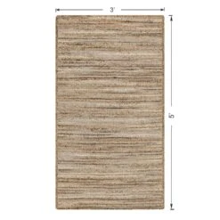 (B729) Ty Pennington Kensie Natural Striped Jute Accent Rug, 3x5 -Home Decor Store b729 ty pennington kensie natural striped jute accent rug 3x5 4