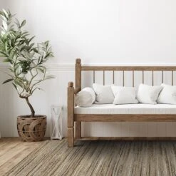 (B729) Ty Pennington Kensie Natural Striped Jute Accent Rug, 3x5 -Home Decor Store b729 ty pennington kensie natural striped jute accent rug 3x5 5