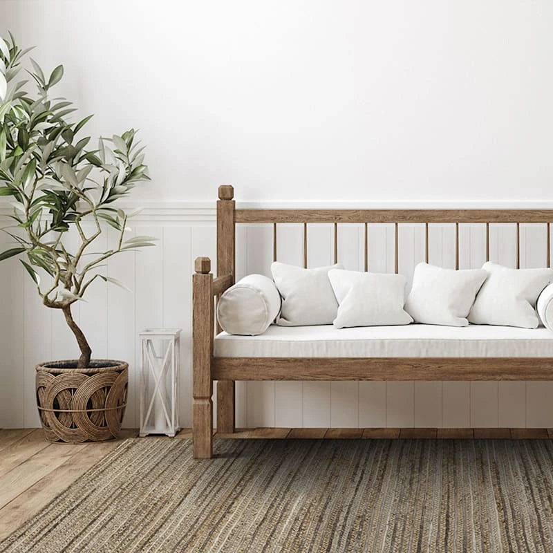 (B729) Ty Pennington Kensie Natural Striped Jute Runner, 2x7 6 (B729) Ty Pennington Kensie Natural Striped Jute Runner, 2x7 - Image 6