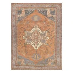 (B755) Honeybloom Aria Orange Multicolor Medallion Area Rug, 8x10