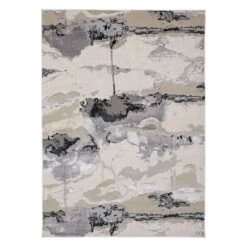 (B757) Miramar Ivory Abstract Area Rug, 7x10
