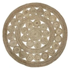 (B773) Braided Jute Round Area Rug, 5'