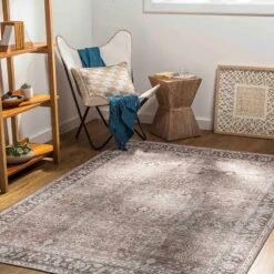 (B784) Colin Multi Floral Washable Area Rug, 5x7 -Home Decor Store b784 colin multi floral washable area rug 5x7 6