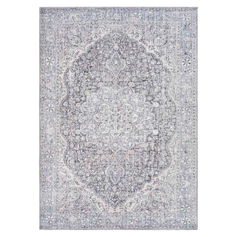 (B785) Colin Blue Medallion Washable Area Rug, 5x7 1 (B785) Colin Blue Medallion Washable Area Rug, 5x7