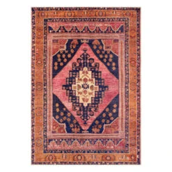 (B794) Amelie Multicolor Medallion Washable Area Rug, 5x7