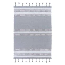 (B800) Honeybloom Grey & Ivory Striped Area Rug, 5x7